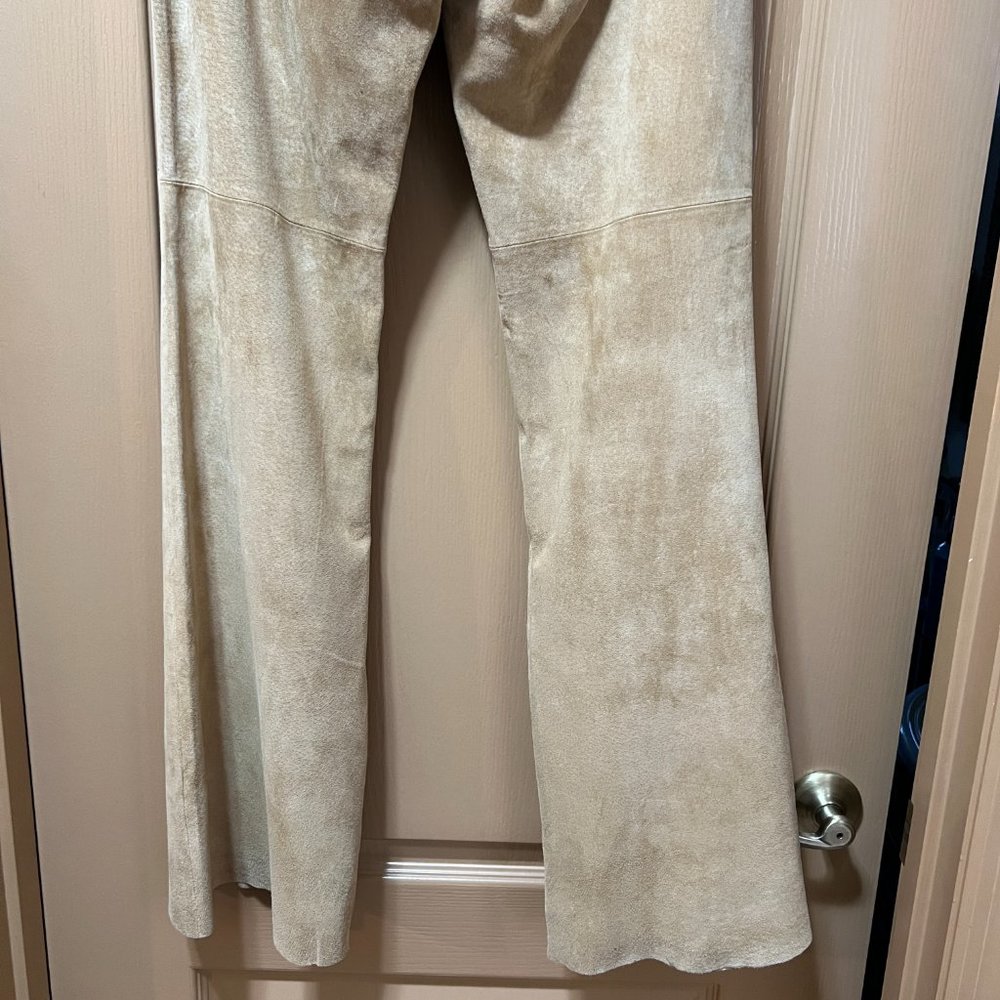 ❣️LIKE NEW❣️Washable MODA International Beige Suede Pants 100% Genuine Leather - Picture 8 of 13